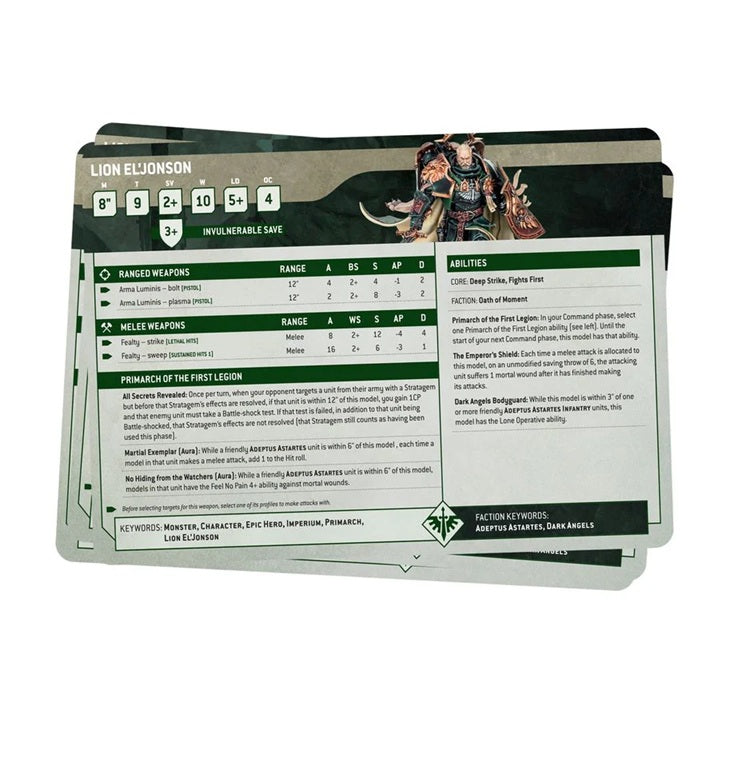 Warhammer 40,000 Dark Angels: Datasheet Cards 44-02