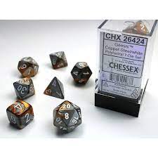 Chessex - Polyhedral 7-Die Set Gemini Copper-Steel/White