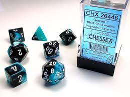 Chessex - Polyhedral 7-Die Set Gemini Black-Shell/White