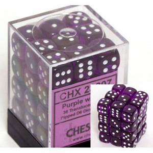 Chessex - Translucent 12mm d6 (36 Dice) Purple/white