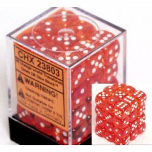 Chessex - Translucent 12mm d6 (36 Dice) Orange/white