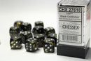 Chessex - 16mm Dice (12 Dice) Leaf  Black Gold/Silver