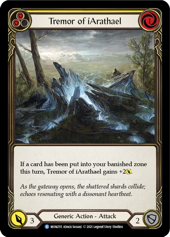 Tremor of iArathael (Yellow) (Rainbow Foil) [MON255-RF] 1st Edition Rainbow Foil