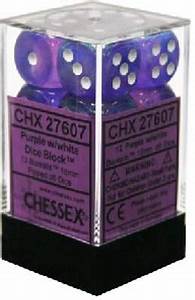 Chessex - Signature 16mm d6 (12 Dice) Borealis Purple/white