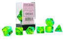 Chessex - Polyhedral 7-Die Set - Translucent Green+Teal/Yellow