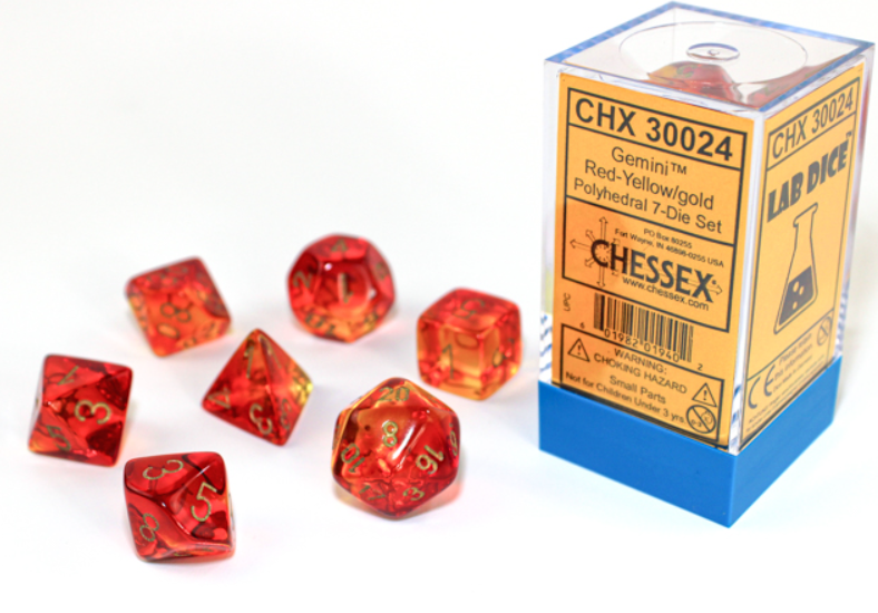 Chessex - Gemini Translucent Red-Yellow/gold Polyhedral 7-Di