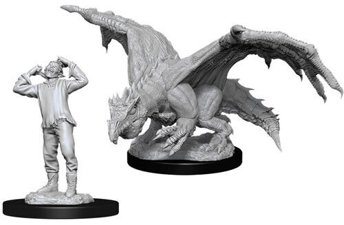 D&D Miniature Figures - Green Dragon Wyrmling & Afflicted Elf (Primed)